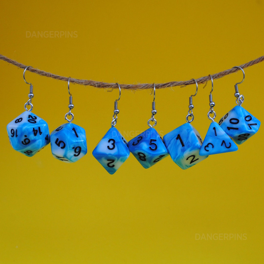 Arctic Glacier Swirl RPG Dice Earrings D4 D6 D8 D10 D12 D20 Etsy