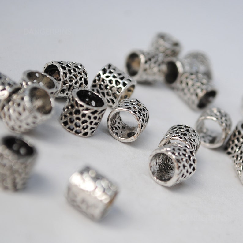 alloy rings charms dreadlocks 25 Small webbed hair braid beard beads