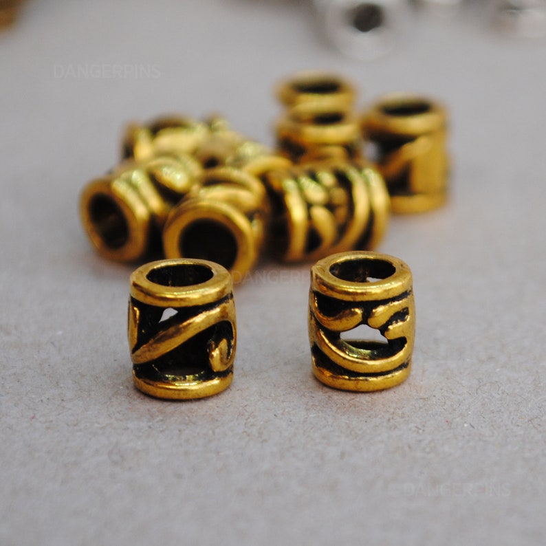 10 Small wave cage viking celtic hair beard braid beads alloy metal silver