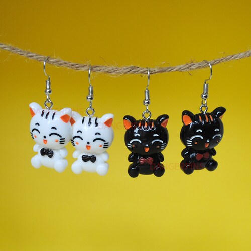 Kawaii Earrings Cat Stud Calico Cute Cat Jewelry Gift Kitten Etsy
