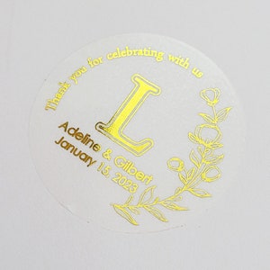 Wedding invitation stickers, Envelope seals, Initial labels for wedding, Personalized foil stickers, WSL001