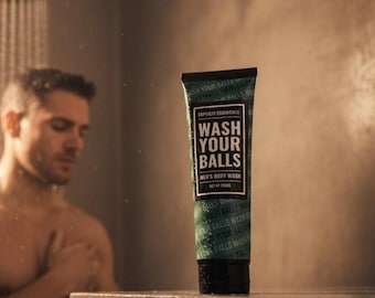 Wash Your Balls Men's Body Wash, Funny Intimate Wash for Men, Novelty Shower Gel Gift