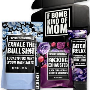 Funny Mom Gift Box, Eucalyptus Bath Salts, Lavender Lotion Spa Set
