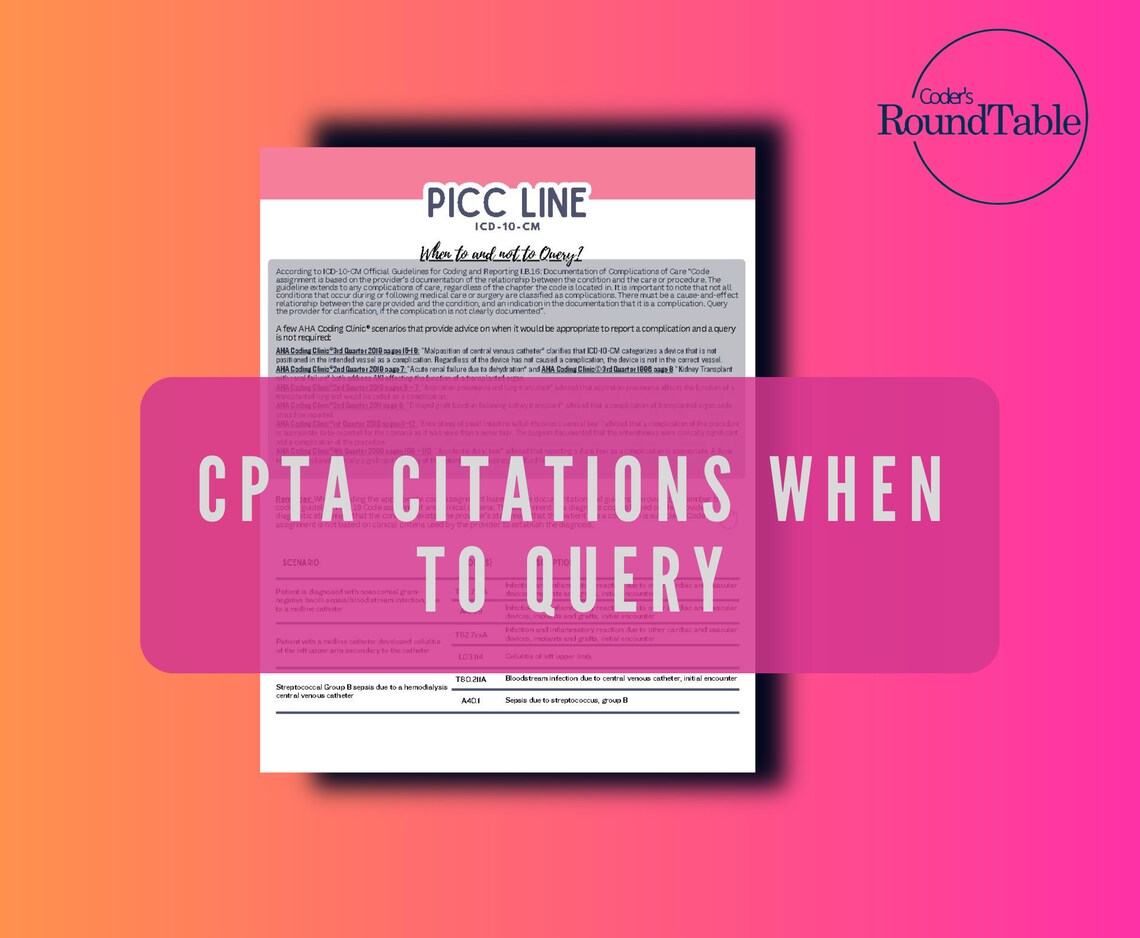 PICC Line Coding Cheat Sheet | With Coding Tips - Etsy