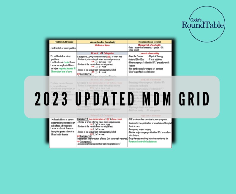New 2023 E/M Reference Tablespocket Size Printable Trifold Size 4.5x7