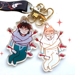 Hannibal Kitty + Puppy dangling glitter epoxy charms