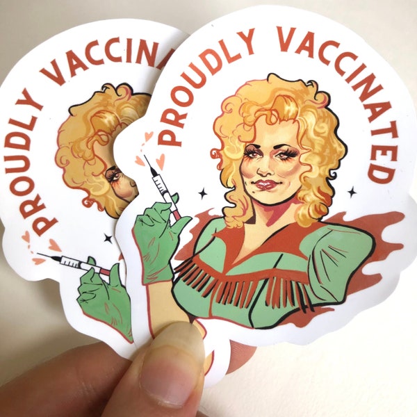 Dolly Parton Proudly Vaccinated vinyl sticker