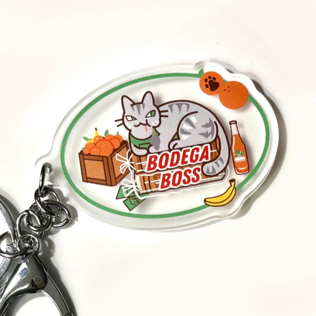Bodega Boss Cat Frosted Acrylic Keychain Nyc Kitty