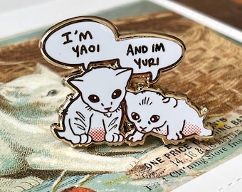 yaoi yuri kitten hard enamel pin