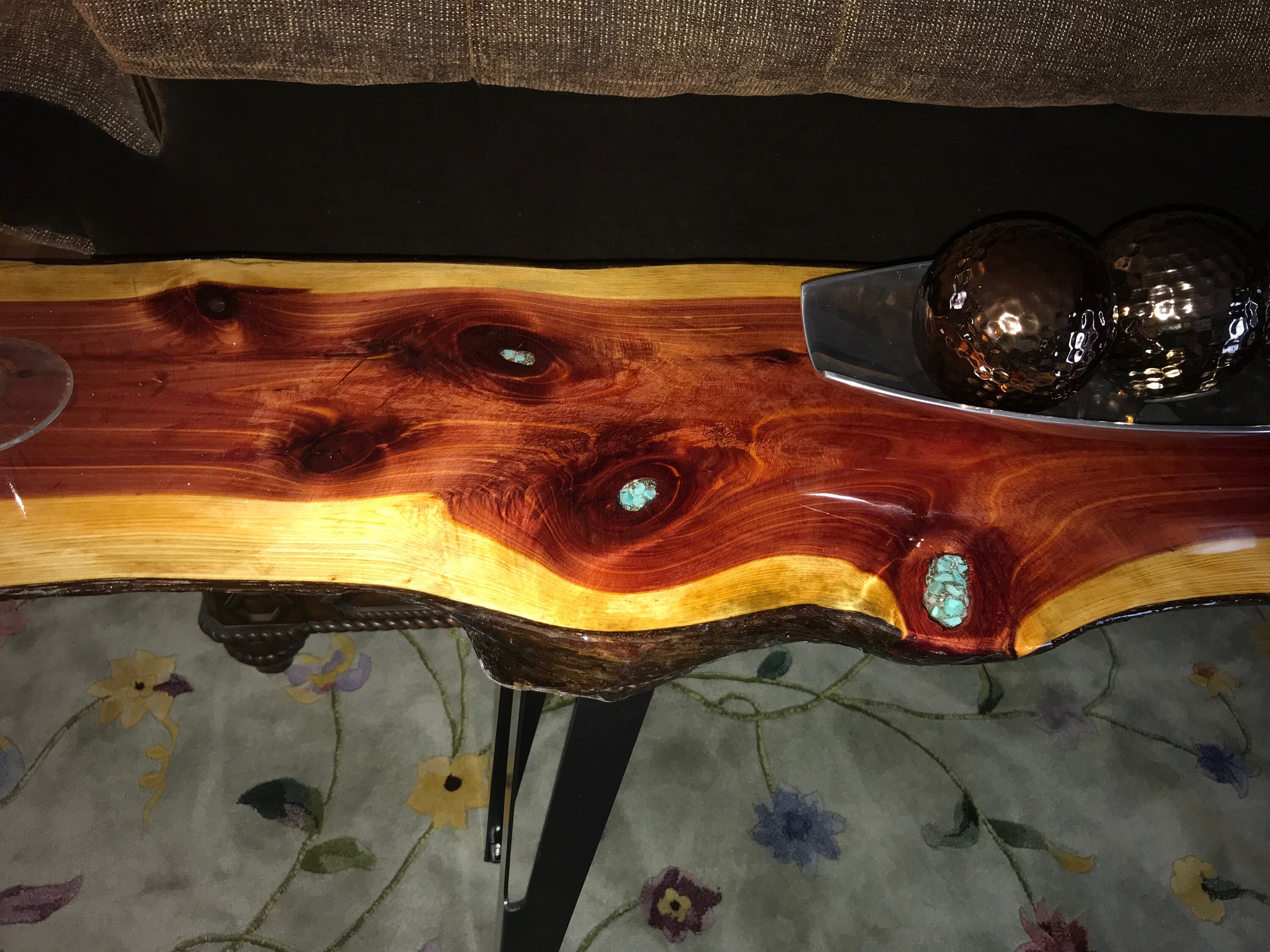 Live Edge Resin Sofa Table, Entryway Table, Console Table, Live Edge