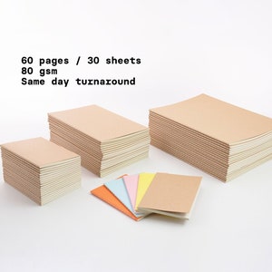 Bulk Kraft Notebooks | 60 pages 30 sheets | 80 gsm eco-friendly paper | Sketchbook | Traveler inserts | OM A7 A6 A5 B5 notebook journal