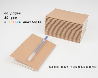 Set of 10 Bulk A6 Notebooks | 4 x 5.5 inch | 60 pages 30 sheets | Kraft Notebook | Sewn Notebook | Sketchbook | Travelers Notebook | Journal