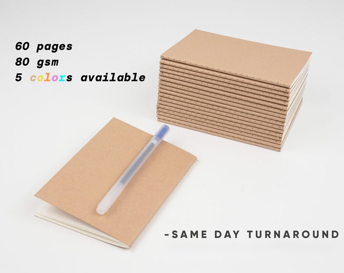 Set of 10 Bulk A6 Notebooks 4 X 5.5 Inch 60 Pages 30 Sheets Kraft