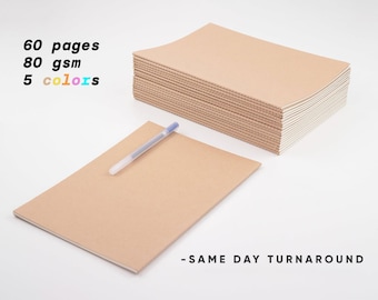 Juego de 10 cuadernos grandes (7,3 x 10 pulgadas) / 60 páginas / 30 hojas / Cuaderno de viaje / Cuadernos kraft a granel