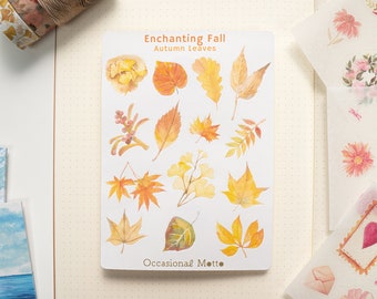 Enchanting Fall Autumn Leaves Sticker Sheet | Autumn Leaves Journaling Stickers | Fall Aesthetic Stickers | Occasional Motto Sticker Sheet