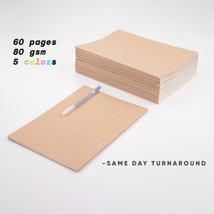 Set of 10 Bulk B5 Notebooks | 7.3 x 10 inch | 60 pages 30 sheets | Traveler&#39;s Notebook | B5 Size traveler notebook | Bulk kraft notebooks