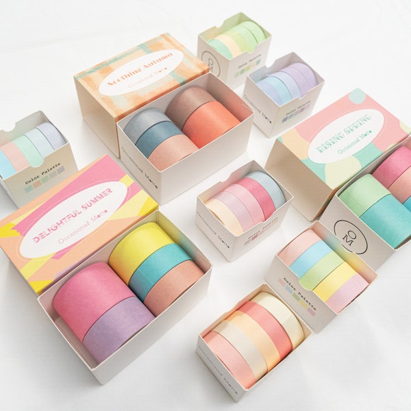 5 Pastel Colors Washi Tapes Set | Art Journaling Washi Tapes | Bullet Journal Tapes | 11 Pastel Colors Set | Occasional Motto Washi Tape Set