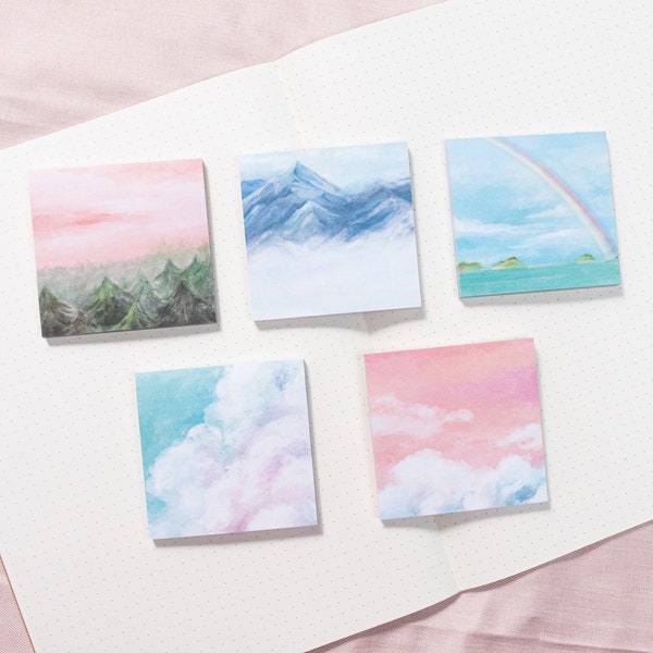 Misty Nature Scenery Sticky Notes | Made in USA | 50 Sheets 3x3 inch Sticky Memo Pad | Occasional Motto Sticky Notepad Journal Supply