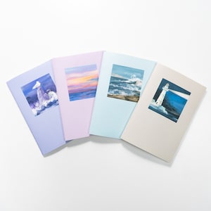 Set of 4 Majestic Ocean Stitched Notebooks | A5 Medium 5.5x8.3 inch | 100gsm eco-friendly paper | 60 pages 30 sheets | OM Journal Sketchbook