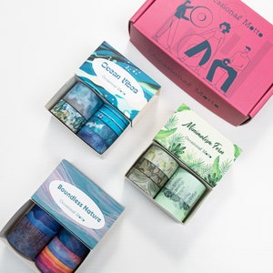 15 Rolls Nature Stories Washi Tapes Set | 5 Meters Length Each Roll | Various Widths | OM Signature Wide Journaling Washi Tapes Combo Nature Stories
