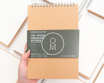 Hardcover Top Spiral Steno Kraft Notebook | 120gsm eco-friendly paper | 100 pages 50 sheets | Occasional Motto A6 A5 B5 Premium Sketchbooks