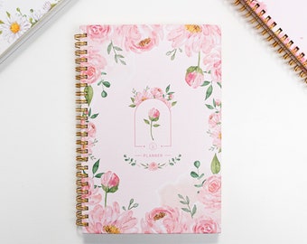 Hardcover Spiral Undated Planner | 12 Months & 72 Weeks | A5 Medium Size 100gsm paper | Occasional Motto Floral Weekly Monthly Planner