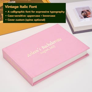 Personalized Linen Hardcover Photo Album For Instax Mini | 48 Pockets (writable thick cardstock) | Occasional Motto Handmade Album Vintage Italic Font