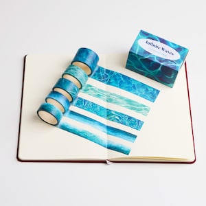 5 Rolls Infinite Waves Washi Tape Set | 30mm 20mm 15mm width | 5 Meters length | 5 Patterns Journaling Tapes | Occasional Motto Washi Tape