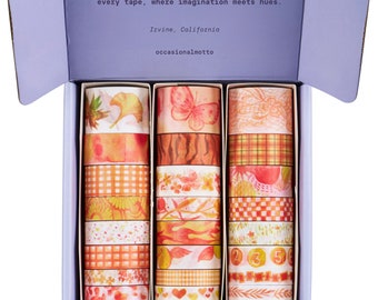 24 Aesthetic Washi Tapes Set | 30mm 20mm 15mm 10mm in widths | 5 Meters long each roll | Journaling tapes | Occasional Motto Scrapbook Tapes