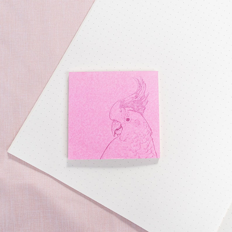 Intricate Feather Inspired Sticky Notes | Made in USA | 50 Sheets 3x3 inch Sticky Memo Pad | Occasional Motto Sticky Notepad Journal Supply Parrot