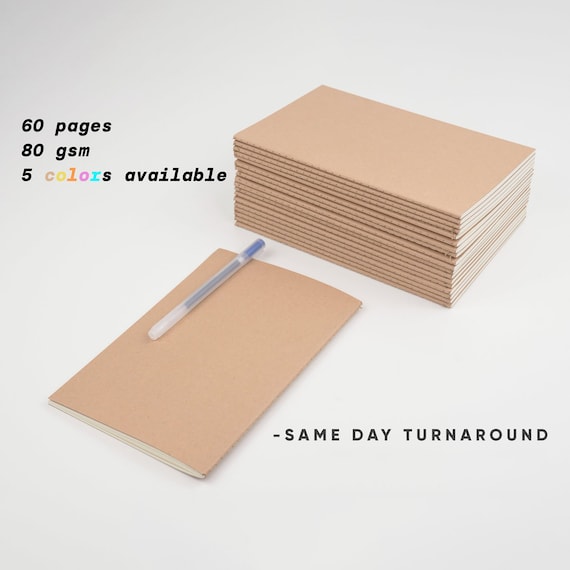 Set of 10 Medium Size Notebooks (5.5 x 8.3 inch) | 60 pages 30 sheets | Kraft Notebook | Bulk Notebooks | Sketchbook | Travelers Notebook