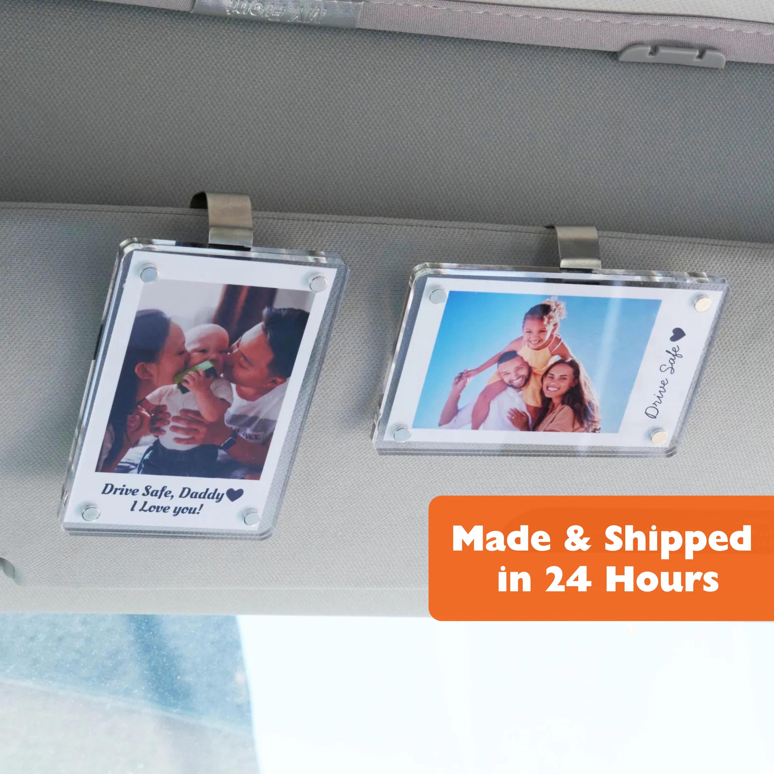 Car Sun Visor Photo Holder, Acrylic Magnetic Personalized Photo Holder For Adding Family Or Personal Photos As Shown