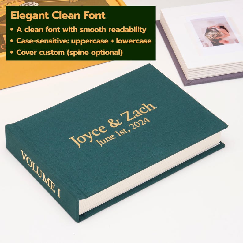 Personalized Linen Hardcover Photo Album For Instax Mini | 48 Pockets (writable thick cardstock) | Occasional Motto Handmade Album Elegant Clean Font