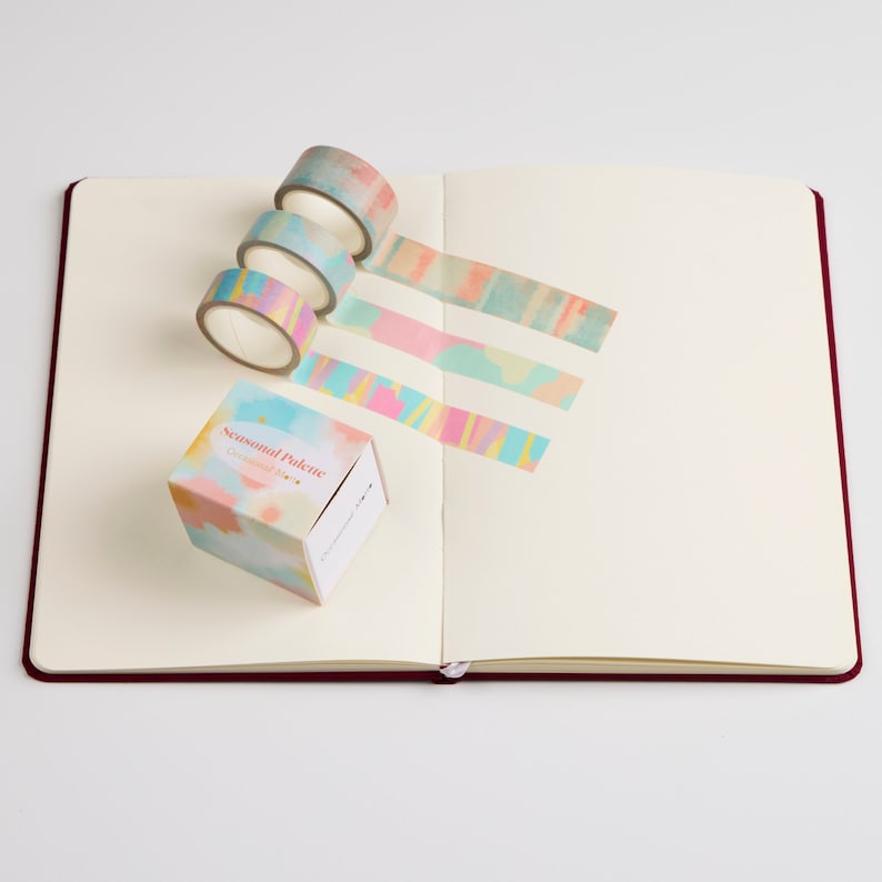 3 Rolls Aesthetic Washi Tape Set | 15mm & 20mm Width | 5 Meters Length | Bullet Art Journal Washi Tapes | Occasional Motto Washi Tapes Combo Seasonal Palette