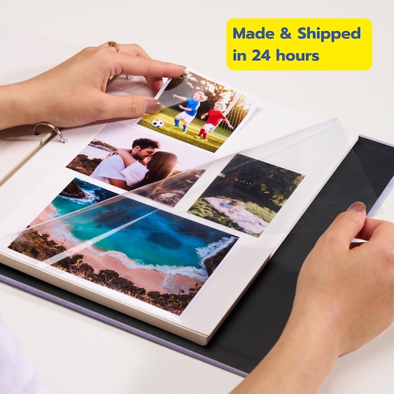 Personalized Linen Hardcover Self-Adhesive Photo Album for Photos up to 7x11 Inches | 40 Pages & Writable Cover Sheets by Occasional Motto
