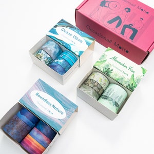 15 Rolls Nature Stories Washi Tapes Set | 5 Meters Length Each Roll | Various Widths | OM Signature Wide Journaling Washi Tapes Combo image 7