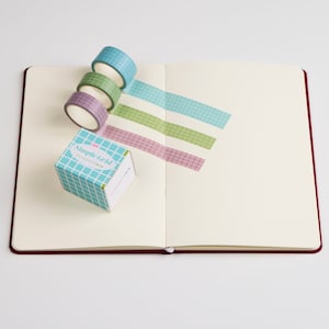 3 Rolls Aesthetic Washi Tape Set | 15mm & 20mm Width | 5 Meters Length | Bullet Art Journal Washi Tapes | Occasional Motto Washi Tapes Combo Simple Grid