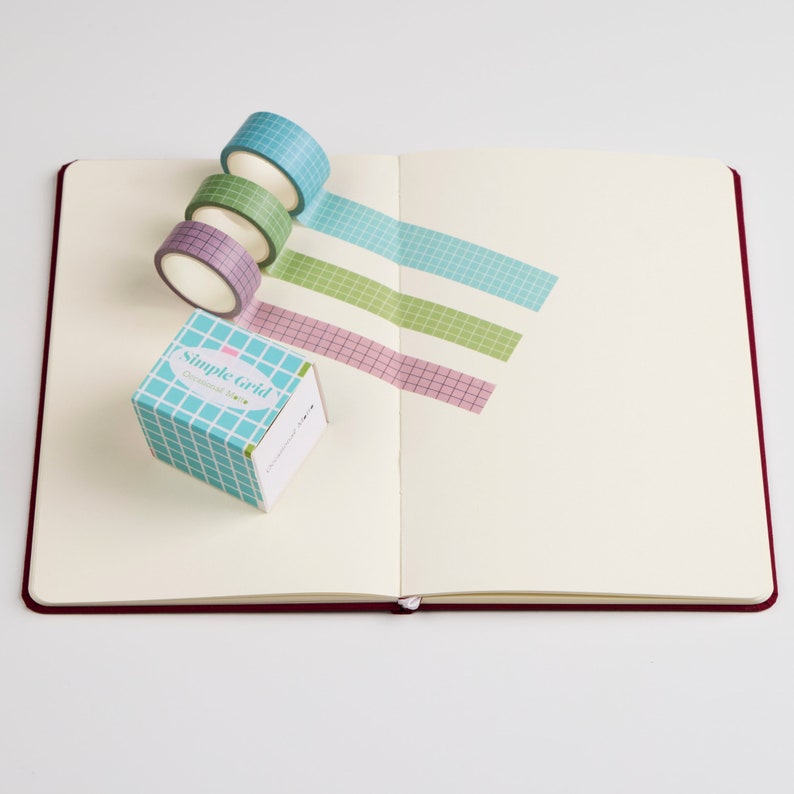 3 Rolls Aesthetic Washi Tape Set | 15mm & 20mm Width | 5 Meters Length | Bullet Art Journal Washi Tapes | Occasional Motto Washi Tapes Combo Simple Grid