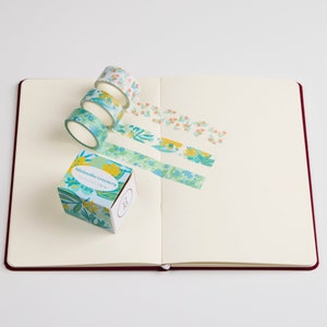 3 Rolls Aesthetic Washi Tape Set | 15mm & 20mm Width | 5 Meters Length | Bullet Art Journal Washi Tapes | Occasional Motto Washi Tapes Combo Minimalist Greenery