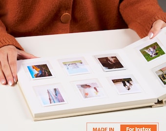 Personalized Linen Hardcover Photo Album For Instax Mini | 144 Pockets (writable thick cardstock) | Occasional Motto Handmade Album
