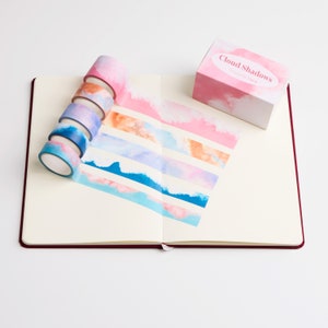 5 Rolls Cloud Shadows Washi Tape Set | 30mm 20mm 15mm width | 5 Meters length | 5 Patterns Journaling Tapes | Occasional Motto Washi Tape