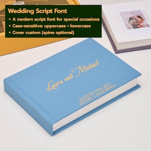 Personalized Linen Hardcover Photo Album For Instax Mini | 48 Pockets (writable thick cardstock) | Occasional Motto Handmade Album Wedding Script Font