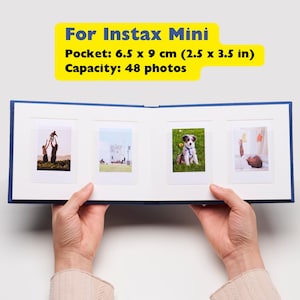 Personalized Linen Hardcover Photo Album For Instax Mini | 48 Pockets (writable thick cardstock) | Occasional Motto Handmade Album image 2