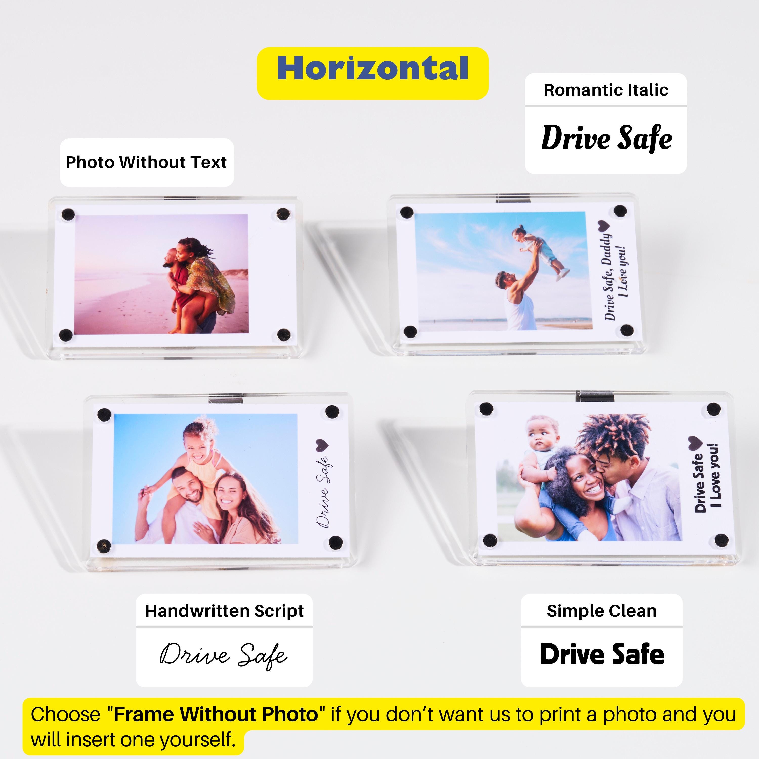 2 Pack Magnetic Car Visor Photo Holder - Personalized Acrylic Clip For