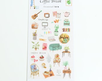 30 lifestyle stickers pack | Washi stickers collection | Journal stickers pack