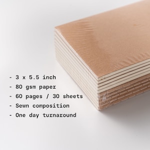 Set of 10 slim kraft notebook | 3 x 5.5 inch | Blank notebook | Sewn Notebook | Traveler&#39;s insert | Traveler&#39;s notebook | Pocket journal