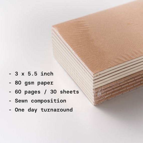 Set of 10 slim kraft notebook | 3 x 5.5 inch | Blank notebook | Sewn Notebook | Traveler's insert | Traveler's notebook | Pocket journal