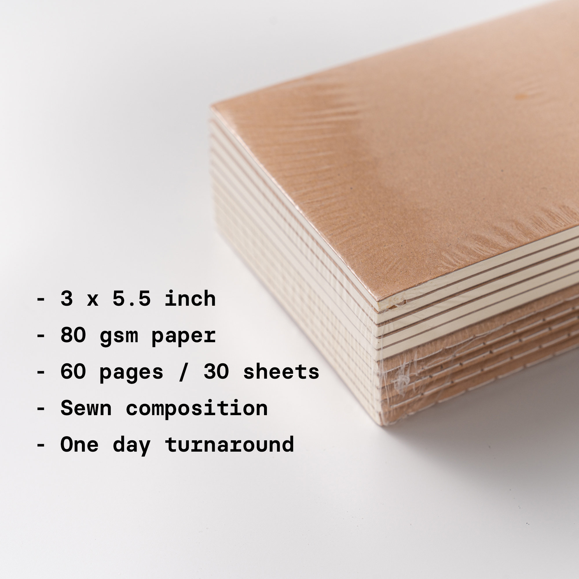 Set of 10 slim A7 kraft notebook | 3 x 5.5 inch | Blank notebook | Sewn Notebook | Traveler's insert | Traveler's notebook | Pocket journal