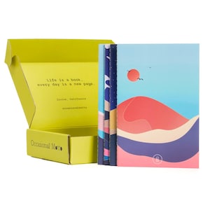 Set of 4 Mountainscape Medium A5 Stitch Bound Notebooks | Eco-friendly 100 gsm paper | 30 sheets 60 pages | OM Journal Sketchbook Set