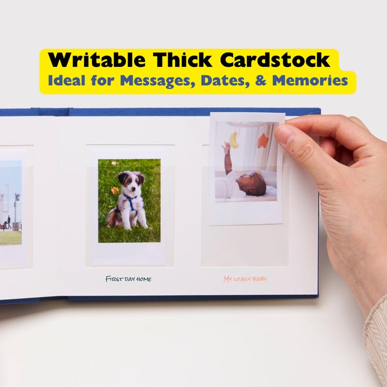 Personalized Linen Hardcover Photo Album For Instax Mini | 48 Pockets (writable thick cardstock) | Occasional Motto Handmade Album image 3